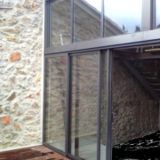 Coulissant avec imposte fixe gris RAL 7022
